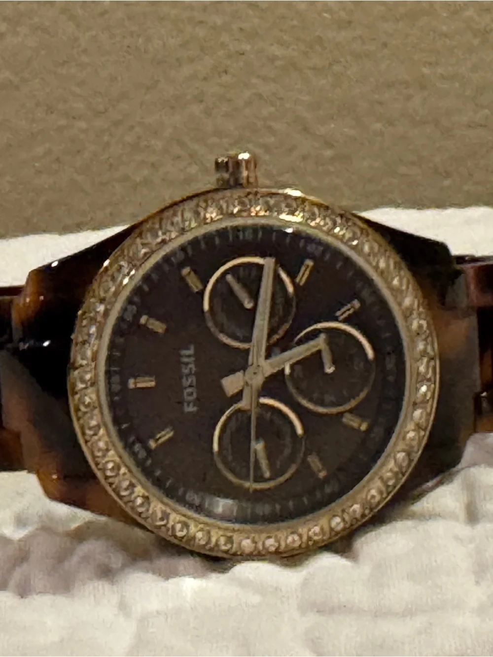 Fossil Stella Tortoiseshell Resin Multifunction (ES2795) watch Gold Crystal